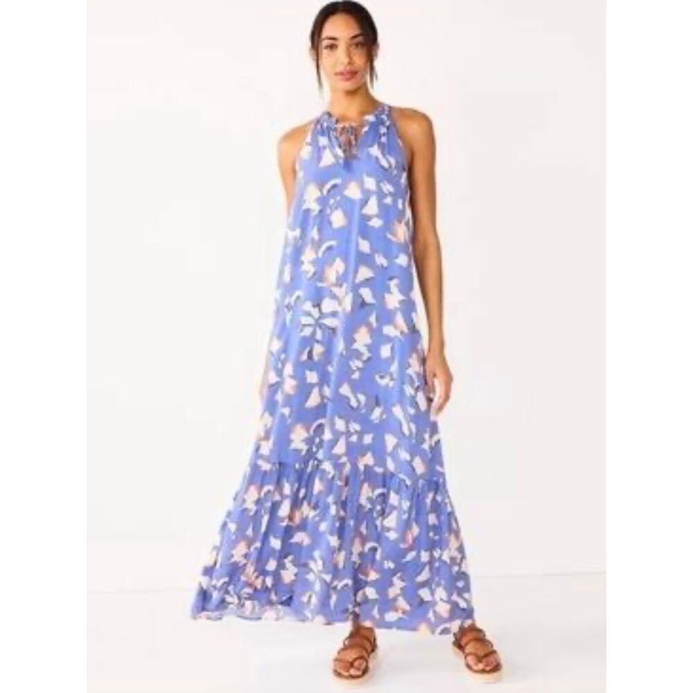 Nine West Geometric Halter Maxi Dress Tiered Sleeveless Women's XL